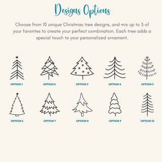 10 unique Christmas tree design options on a white background