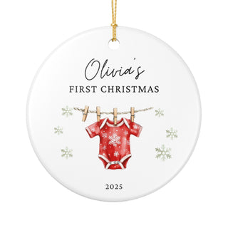 personalized-baby-christmas-clothes-ornament, custom-newborn-outfit-keepsake-gift, ceramic-flat-decoration, baby-name-ornament